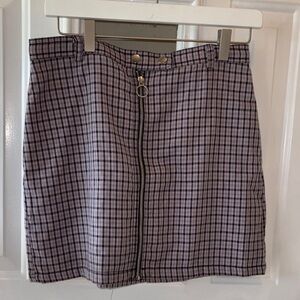 Wild Fable Checkered Mini Skirt Front Zip EUC Small